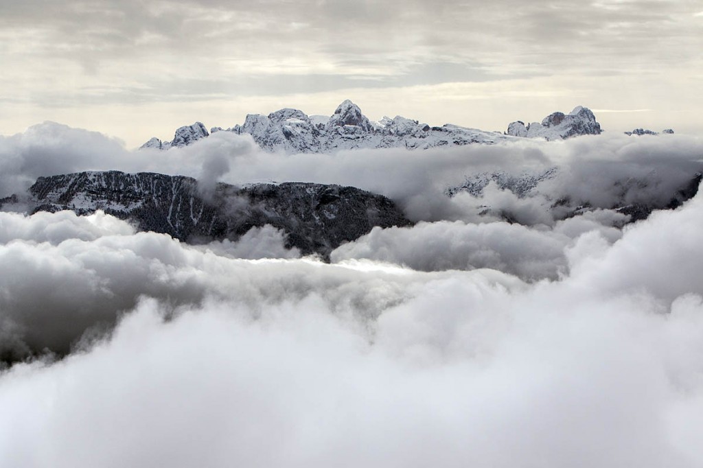 The walk gave us a chance to see the Dolomites emerging from cloud