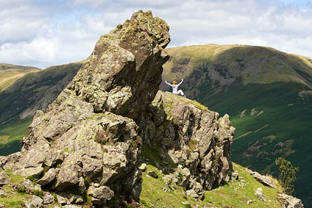Helm Crag, the rocky top of which defeated Wainwright, is on the itinerary Helm Crag, the rocky top of which defeated Wainwright, is on the itinerary