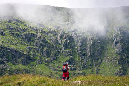 The Helvellyn headwall, on to which the two walkers had strayed The Helvellyn headwall, on to which the two walkers had strayed