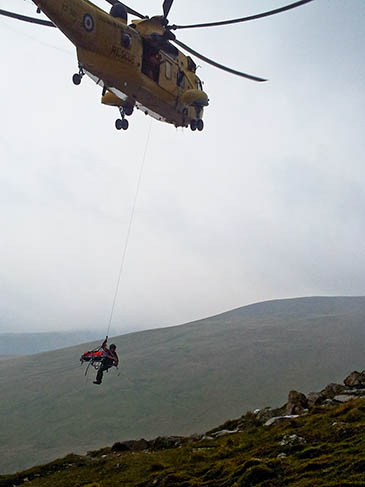 The Sea King in action during the Helvellyn rescue. Photo: Keswick MRT