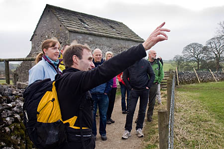 An HF Holidays volunteer leader in Malhamdale in the Yorkshire Dales An HF Holidays volunteer leader in Malhamdale in the Yorkshire Dales