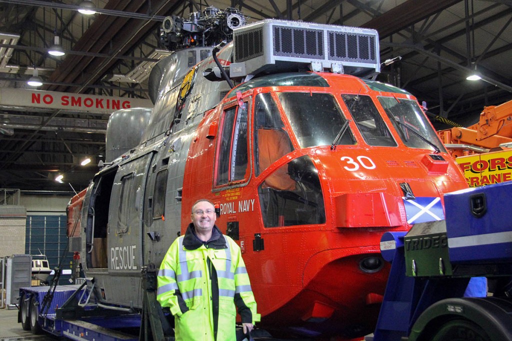 Hugh Shand seen in front of Sea King 30. Photo: Royal Navy Hugh Shand seen in front of Sea King 30. Photo: Royal Navy