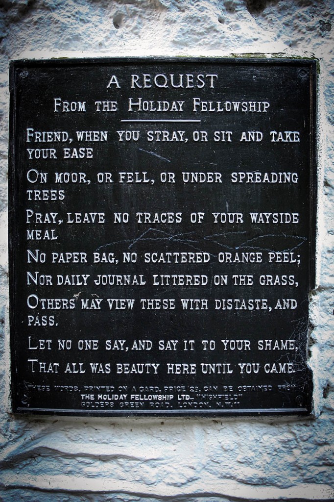 Campaigns are nothing new: this decades-old sign was erected at Rowardennan on the east shore of Loch Lomond by The Holiday Fellowship pleading with walkers not to litter. Photo: Bob Smith/grough