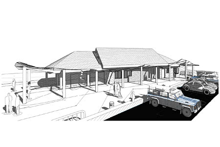 An architect's drawing of the planned new building An architect's drawing of the planned new building