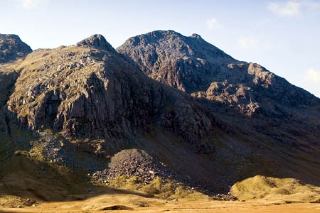 Ill Crag, scene of yesterday's rescue after the man fell while scrambling Ill Crag, scene of yesterday's rescue after the man fell while scrambling