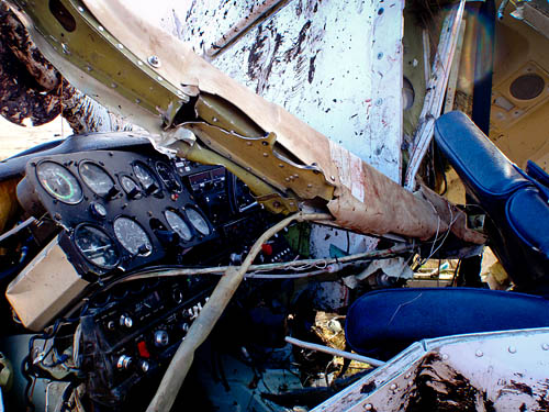 The cockpit of the stricken aircraft. Photo: Cave Rescue Organisation The cockpit of the stricken aircraft. Photo: Cave Rescue Organisation