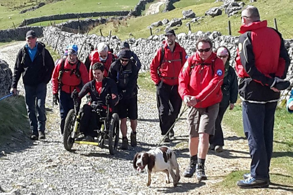 Jack Morgan and supporters on their way up Pen-y-ghent. Photo: CRO