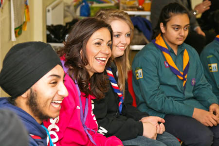 Julia talks to troop members at Southall Julia talks to troop members at Southall