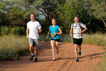 The Kalahari runners: from left, Greg, Kirsi and Jukka