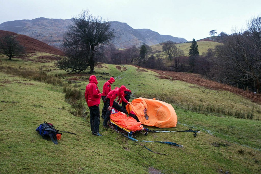 Rescuers at the scene near New Bridge in Borrowdale. Photo: Keswick MRT Rescuers at the scene near New Bridge in Borrowdale. Photo: Keswick MRT