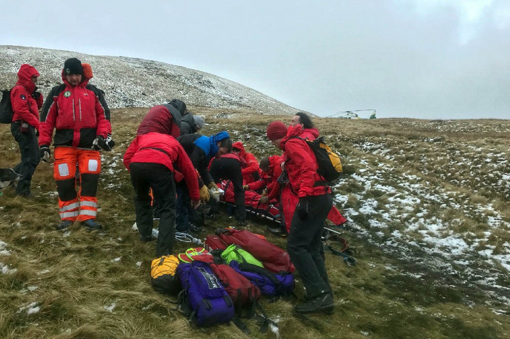 Rescuers at the scene on Blease Fell. Photo: Keswick MRT Rescuers at the scene on Blease Fell. Photo: Keswick MRT