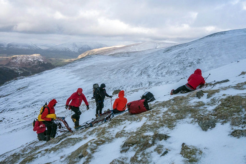 Rescuers at the scene on the western slopes of Helvellyn. Photo: Keswick MRT