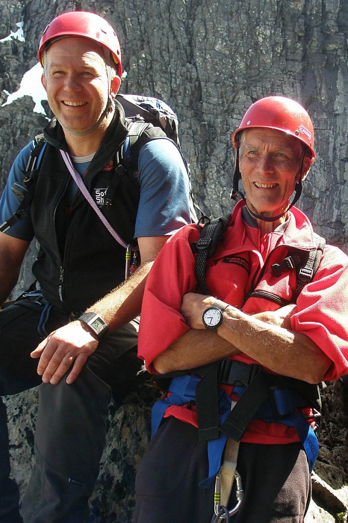 Mr Nixon with his son Chris on Tower Ridge, celebrating his 80th birthday. Photo: Keswick MRT