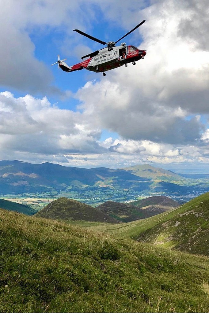 The Coastguard helicopter at the scene of the Sail incident. Photo: Keswick MRT