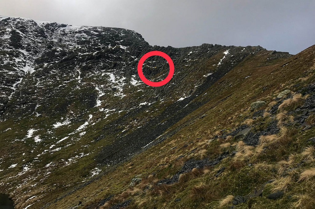 The couple got stuck about 60m below the ridge line. Photo: Keswick MRT The couple got stuck about 60m below the ridge line. Photo: Keswick MRT