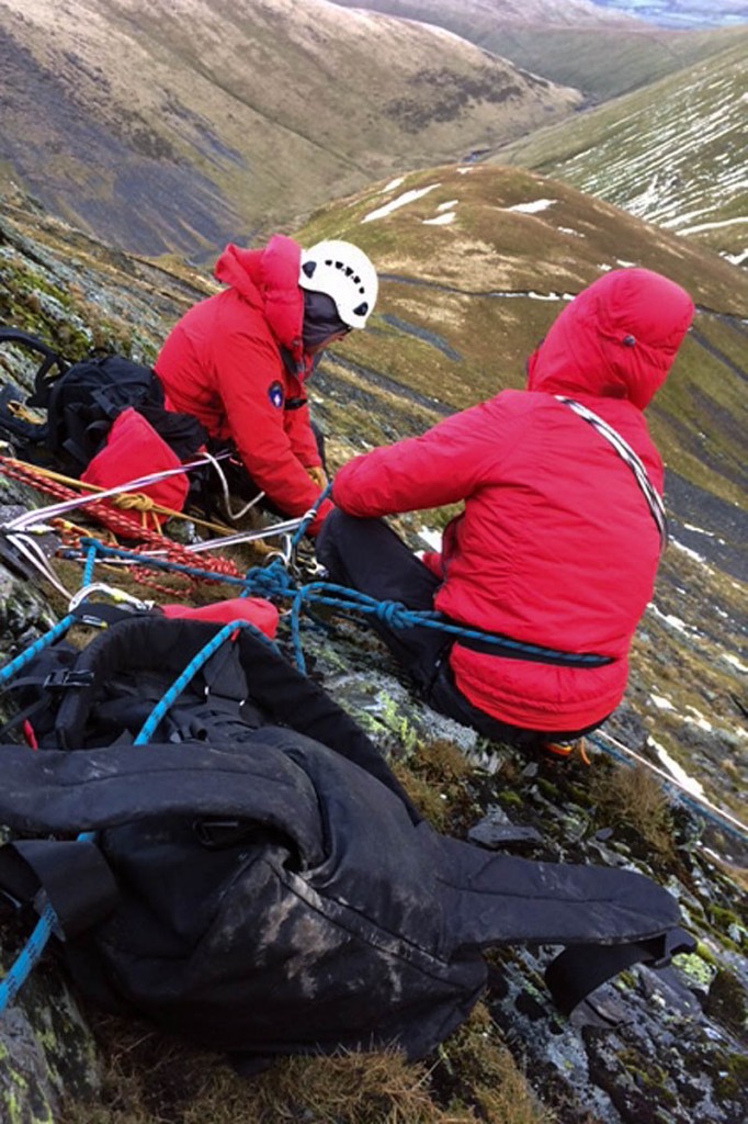 Rescuers at the scene of the incident on Blencathra. Photo: Keswick MRT Rescuers at the scene of the incident on Blencathra. Photo: Keswick MRT