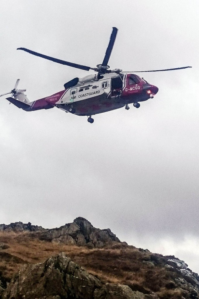 A Coastguard helicopter joined the search. Photo: Keswick MRT
