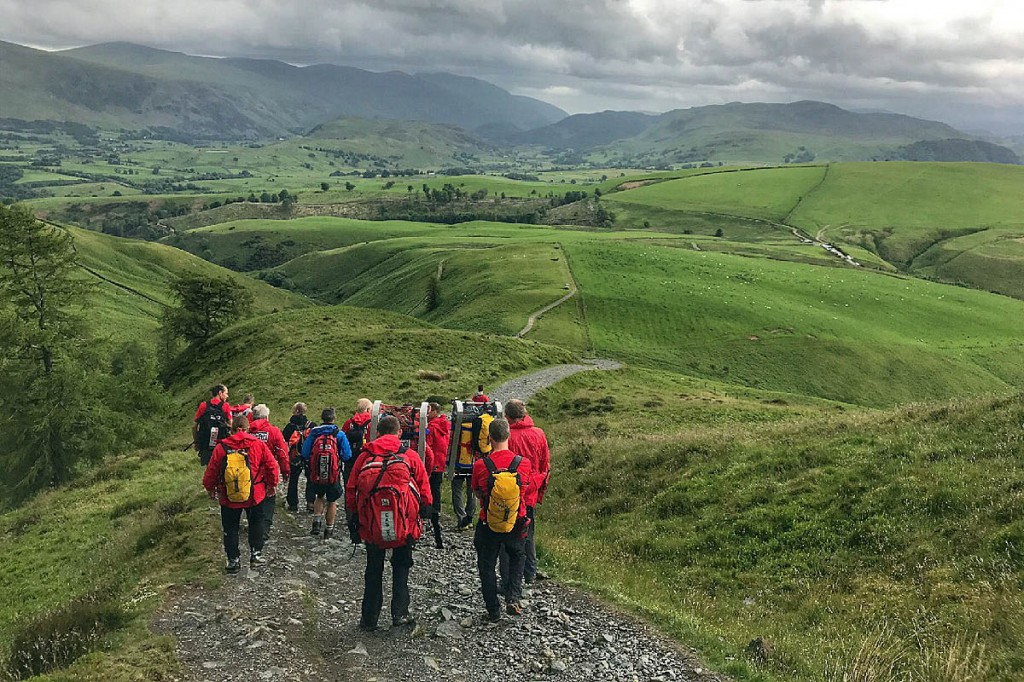 Rescuers descend Skiddaw during the Little Man rescue. Photo: Keswick MRT Rescuers descend Skiddaw during the Little Man rescue. Photo: Keswick MRT