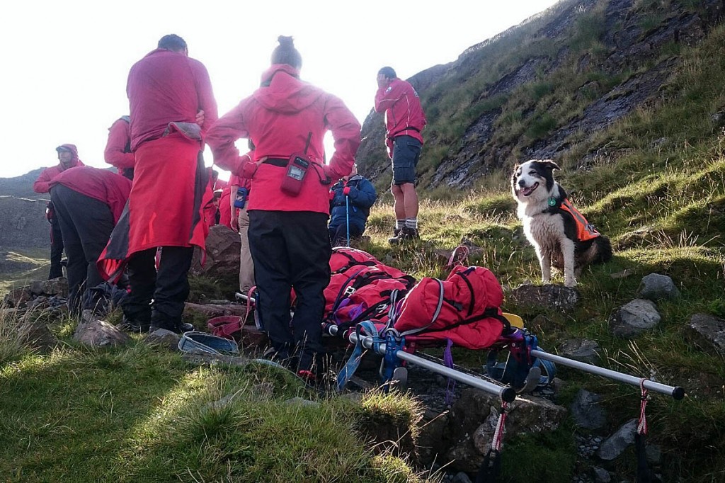 Rescuers at the scene of the rescue near Sprinkling Tarn. Photo: Keswick MRT