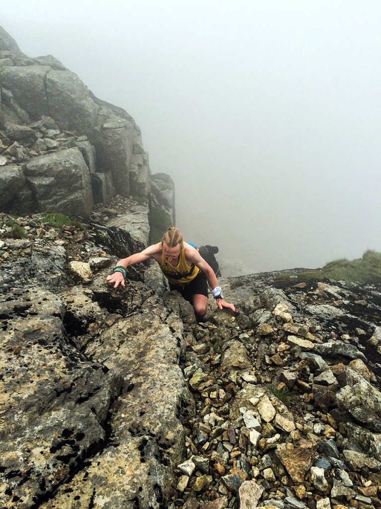Steve Angus on leg three of the Billy Bland Challenge climbing Broad Stand between Scafell Pike and Scafell, the oldest recorded rock-climb in the Lake District and still a serious undertaking in wet conditions Steve Angus on leg three of the Billy Bland Challenge climbing Broad Stand between Scafell Pike and Scafell, the oldest recorded rock-climb in the Lake District and still a serious undertaking in wet conditions