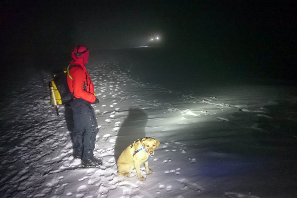 A search dog and handler at the rescue site. Photo: Keswick MRT