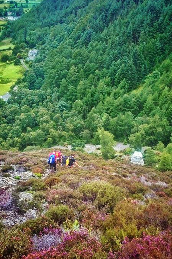 The man and his dog were brought to safety by the team. Photo: Keswick MRT The man and his dog were brought to safety by the team. Photo: Keswick MRT