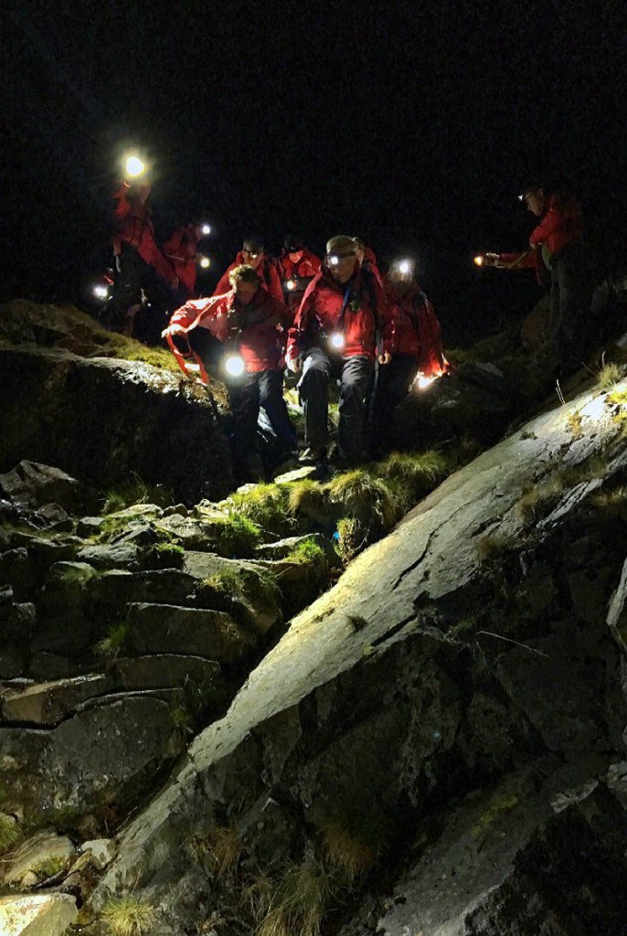 Rescuers in action in Sourmilk Gill. Photo: Keswick MRT