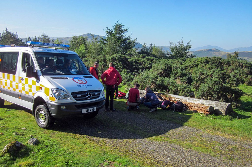 Rescue team members at the scene at Threlkeld Knotts. Photo: Keswick MRT