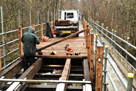 Workers on the bridge replacement project. Photo: LDNPA Workers on the bridge replacement project. Photo: LDNPA