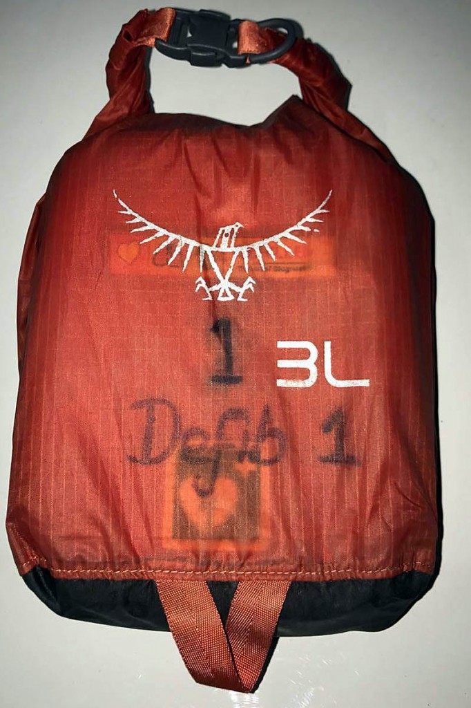 The missing defibrillator is in an Osprey dry sack The missing defibrillator is in an Osprey dry sack