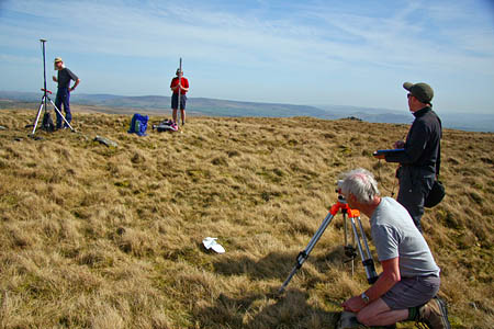 The surveyors at work on Kirkby Fells's summit The surveyors at work on Kirkby Fells's summit