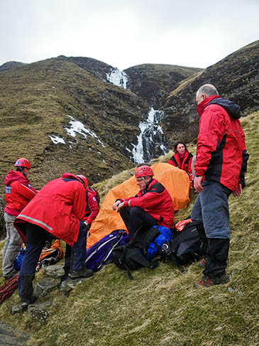 Rescuers in action at Cautley Spout. Photo: Kirkby Stephen MRT Rescuers in action at Cautley Spout. Photo: Kirkby Stephen MRT