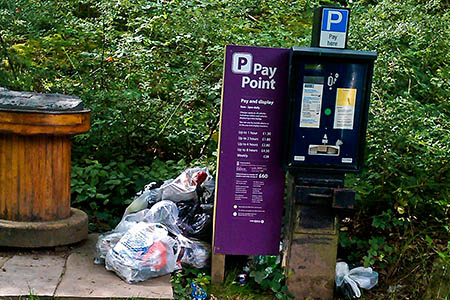 Rubbish left in a Lake District car park Rubbish left in a Lake District car park
