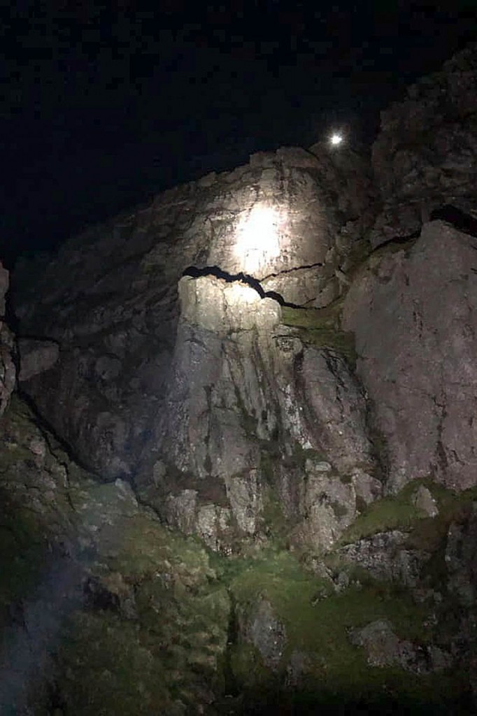 The rescue scene on Gimmer Crag. Photo: LAMRT The rescue scene on Gimmer Crag. Photo: LAMRT