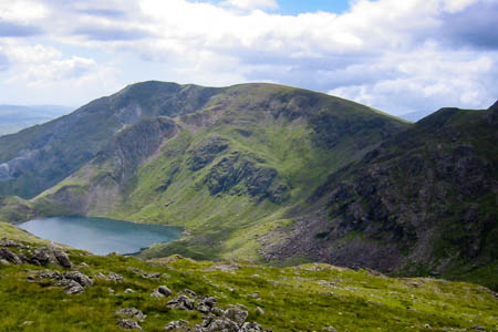 Levers Water, with the Old Man of Coniston in the distance and Great How Crags to the right