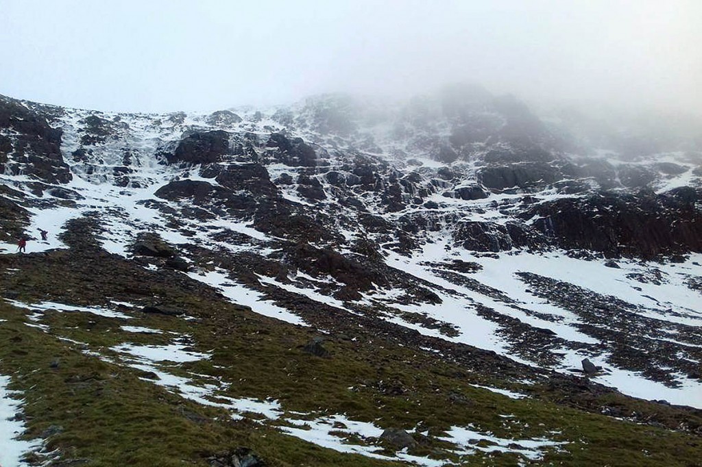 The man fell after slipping on ice and snow. Photo: Llanberis MRT The man fell after slipping on ice and snow. Photo: Llanberis MRT