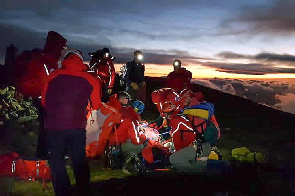 Team members in action during a rescue. Photo: Llanberis MRT Team members in action during a rescue. Photo: Llanberis MRT