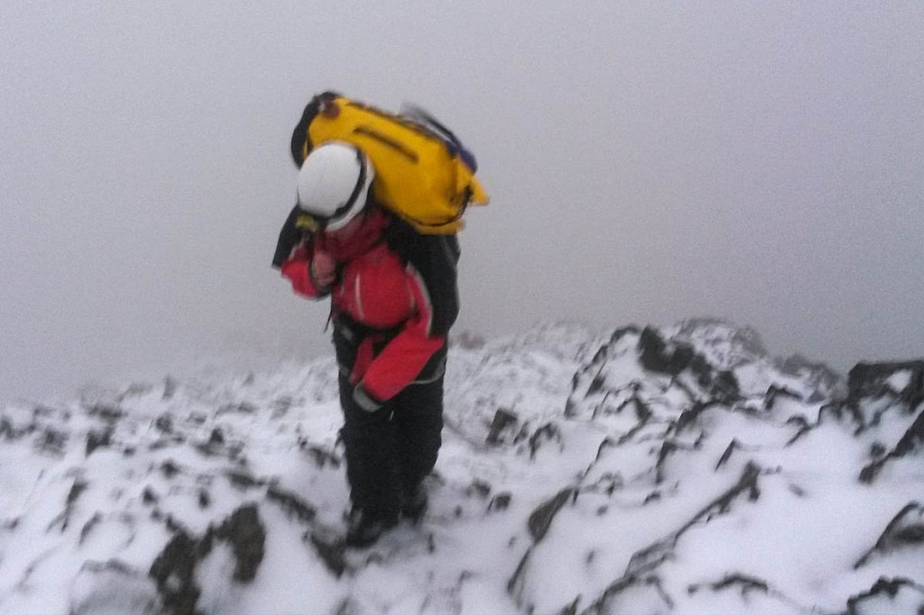 A member of the Llanberis team in action on Snowdon during a winter rescue. Photo: Llanberis MRT A member of the Llanberis team in action on Snowdon during a winter rescue. Photo: Llanberis MRT