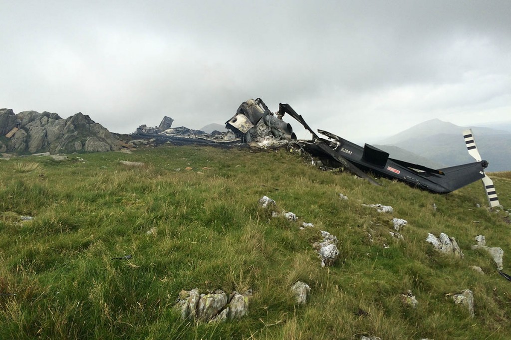All the occupants of the helicopter escaped unharmed. Photo: Llanberis MRT