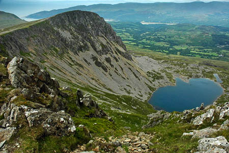 Llyn y Gadair from Cadair Idris's summit. Photo: Philip Halling CC-BY-SA-2.0