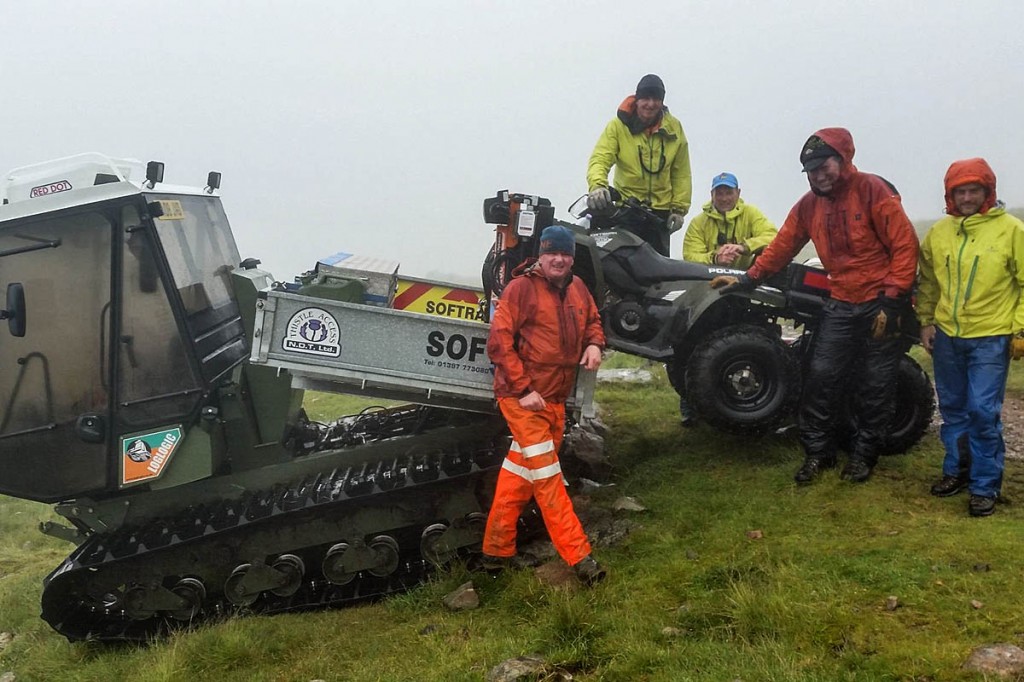 The mountain rescue all-terrain vehicle is retrieved from the mountain. Photo: Lochaber MRT The mountain rescue all-terrain vehicle is retrieved from the mountain. Photo: Lochaber MRT