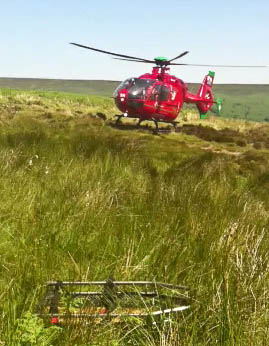 The Wales Air Ambulance airlifted the girl to hospital. Photo: Longtown MRT The Wales Air Ambulance airlifted the girl to hospital. Photo: Longtown MRT