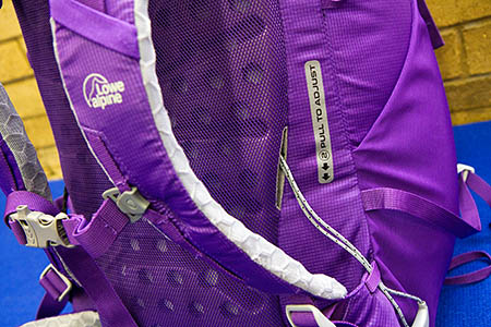 The Axiom Light back adjustment system on one of the women's packs The Axiom Light back adjustment system on one of the women's packs