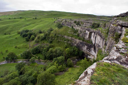 Malham Cove. The man fell from the left-hand side of the Halfway Ledge Malham Cove. The man fell from the left-hand side of the Halfway Ledge