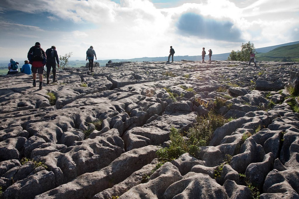 The man broke his leg while walking on the limestone pavement at the top of Malham Cove