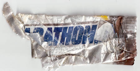 An old Marthon wrapper was among rubbish collected last year An old Marthon wrapper was among rubbish collected last year