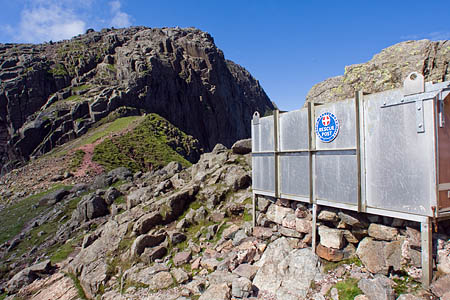 The walkers were found in the Mickledore stretcher box between Scafell Pike and Scafell The walkers were found in the Mickledore stretcher box between Scafell Pike and Scafell