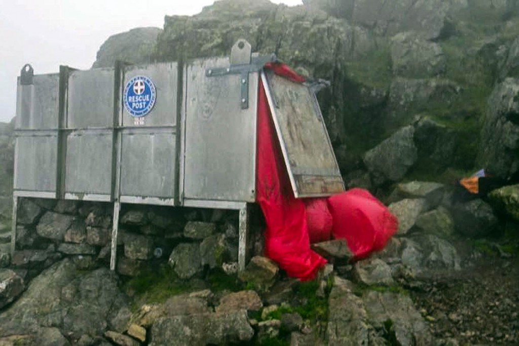 The stretcher box's contents were found scattered across the mountainside. Photo: Wasdale MRT The stretcher box's contents were found scattered across the mountainside. Photo: Wasdale MRT