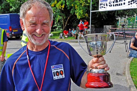 Organiser Terry Gilpin with the winner's trophy Organiser Marc Laithwaite with the winner's trophy