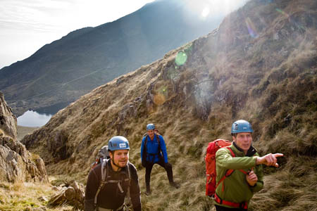 Simon discusses the best way up a gill with Dave and Declan Simon discusses the best way up a gill with Dave and Declan
